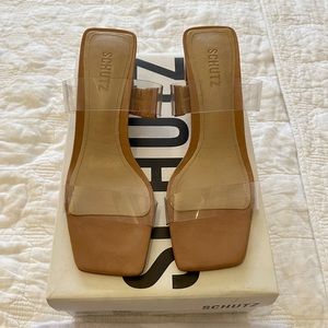 New Schutz sandals Vinyl and leather.